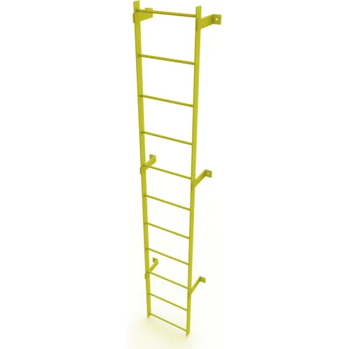 11 Step Steel Standard Uncaged Fixed Access Ladder, Yellow - WLFS0111-Y
