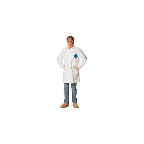 Disposable Lab Coat - 2 Pocket - Open Collar - Snap Front, L, Case Of 30