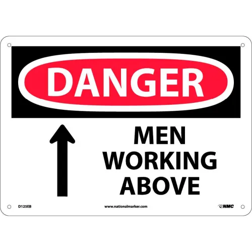 Safety Signs Danger Men Working Above Fiberglass