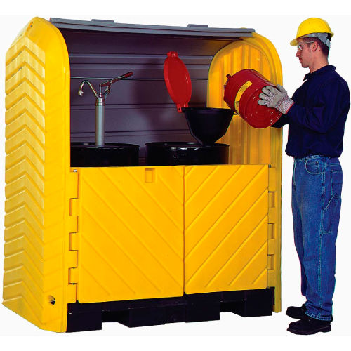 Ultra-Hard Top P2 Plus® 2 Drum Outdoor Locking Containment Unit 9613 - with Drain