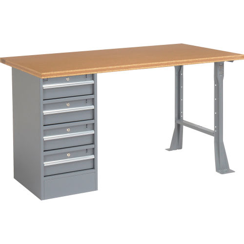 72in W x 30in D Pedestal Workbench W/ 4 Drawers, Shop Top Square Edge