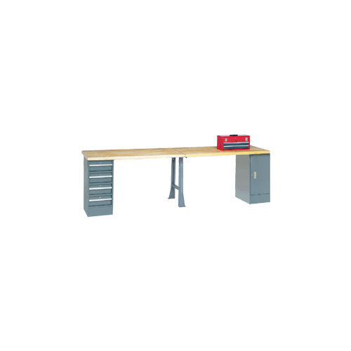Global Industrial&#153; 120&quot;W x 30&quot;D Extra Long Industrial Workbench, Maple Square Edge - Gray
