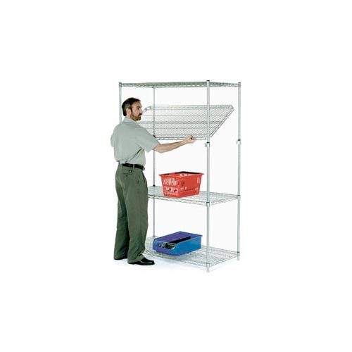 Nexel® 4 Shelf, Chrome Quick Adjust Wire Shelving Unit, Starter, 48"W x