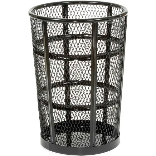 Large Iron Industrial Trash Can A Mess With Garbage With Dirt Poor