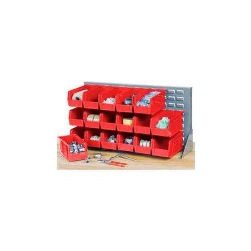 Global Industrial&#153; Louvered Bench Rack 36&quot;W x 20&quot;H - 22 of Red Premium Stacking Bins
