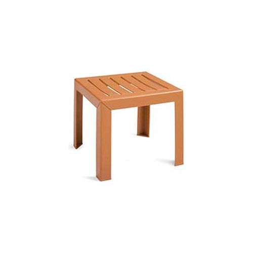 Grosfillex&#174; Outdoor End Table With Wood Slat Pattern - Teakwood