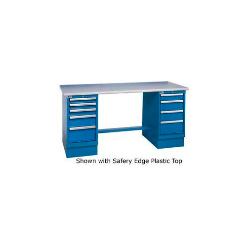 Global Industrial&#153; 60 x 30 Safety Maple Pedestal Workbench with 8 Drawers