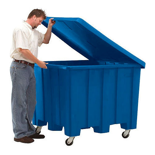 Rotational Molding Plastic Gaylord Pallet Container w/Lid, Casters 02