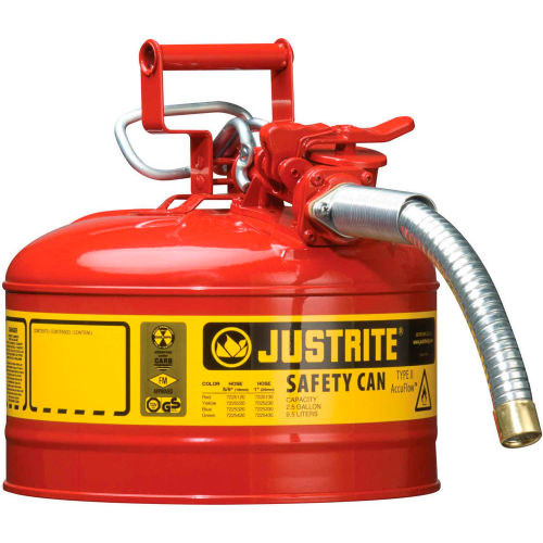Justrite&#174; Type II Safety Can - 2-1/2 Gallon with 1&quot; Hose, 7225130