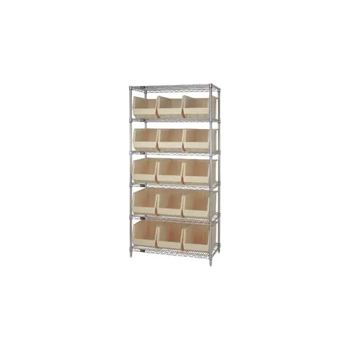 Quantum WR6260 Chrome Wire Shelving With 15 Giant Plastic Stacking