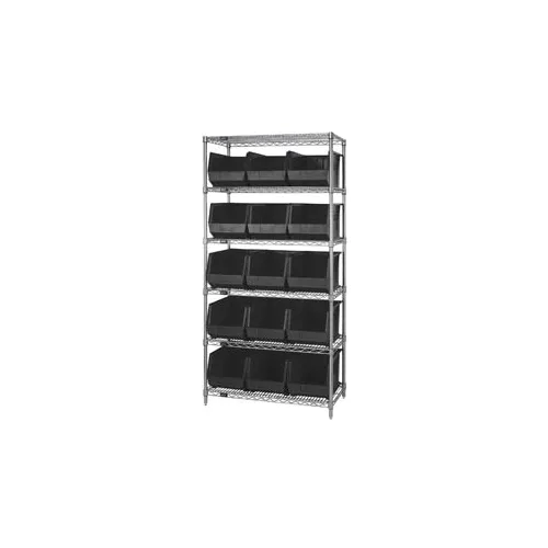 Quantum WR6260 Chrome Wire Shelving With 15 Giant Plastic Stacking