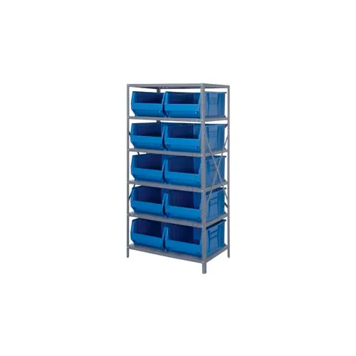 SBPS - 72 H x 24 D x 36 W - Steel Part Storage Bins HD Shelving, 18/24  Compartments 12 H x 9/12 W and All Galvanized Finish.