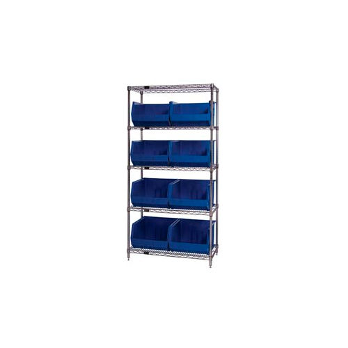Global Industrial™ Chrome Wire Shelving With 8 Giant Plastic Stacking