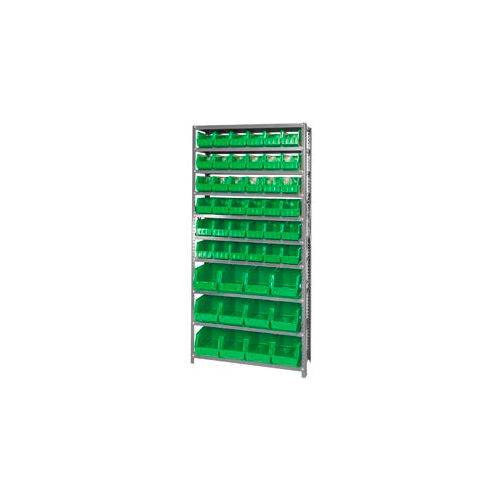 Quantum QSBU230240 Steel Shelving With 48 Giant Stacking Bins Green, 12x36x75
