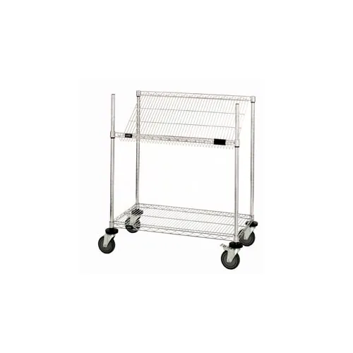 Global Industrial™ Easy Access Slant Shelf Chrome Wire Cart 36L x 18W x  40H
