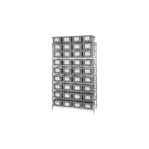 Global Industrial&#153; Chrome Wire Shelving With 36 6&quot;H Nest & Stack Shipping Totes Gray, 48x18x74
