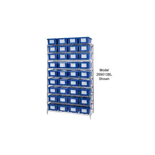 Global Industrial&#153; Chrome Wire Shelving With 24 9&quot;H Nest & Stack Shipping Totes Blue, 48x18x74