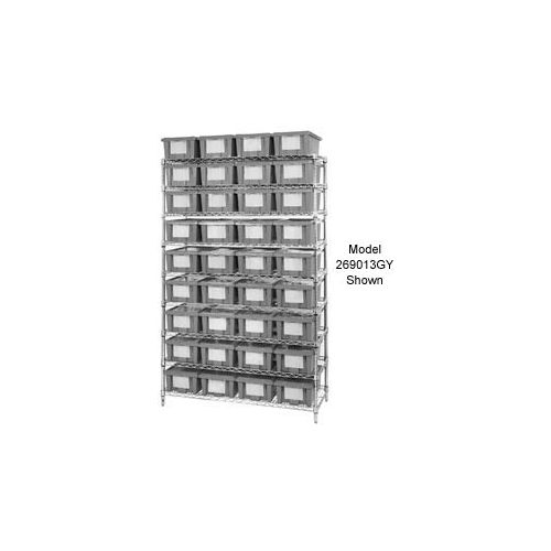 Global Industrial&#153; Chrome Wire Shelving With 24 9&quot;H Nest & Stack Shipping Totes Gray, 48x18x74