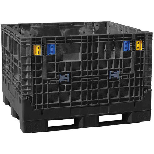 Buckhorn BN4845512010000 Folding Bulk Shipping Container - 48"L x 45"W x 50"H, 2000 Lb. Cap. Black