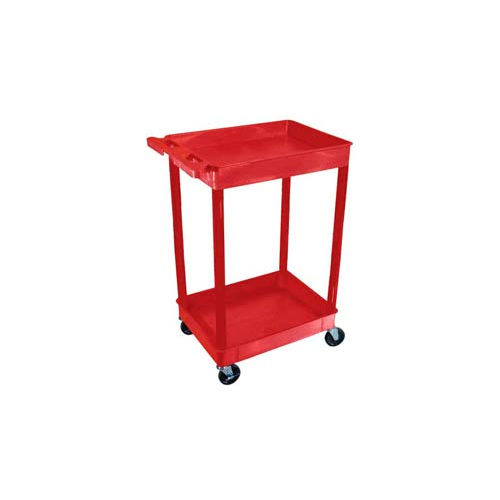 Luxor® RDSTC11RD Red 2 Shelf Tray Shelf Plastic Cart 24 x 18