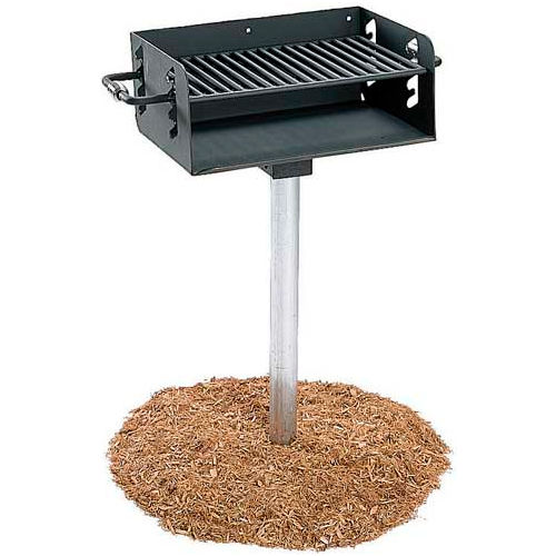 ADA Rotating Pedestal Outdoor Grill With 3-1/2" Dia. Post(300 Sq. In. Cooking Surface)