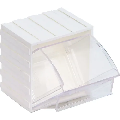 Quantum Tip Out Interlocking Bin QTB406 33/4 x 27/8 x 4 White Pkg Qty 6