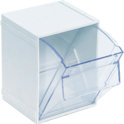Quantum Tip Out Interlocking Bin QTB405 41/2 x 4 x 6 White Pkg Qty 5