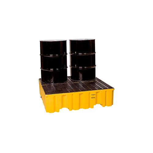 Eagle 1640 4 Drum Spill Containment Pallet - Yellow with Drain