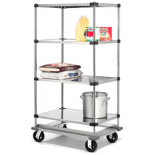 Stainless Steel Shelf Truck With Dolly Base 48x18x70 1600 Pound Capacity