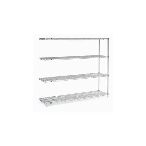 Nexel® Stainless Steel, 4 Tier, Wire Shelving AddOn Unit, 60"W x 18"D