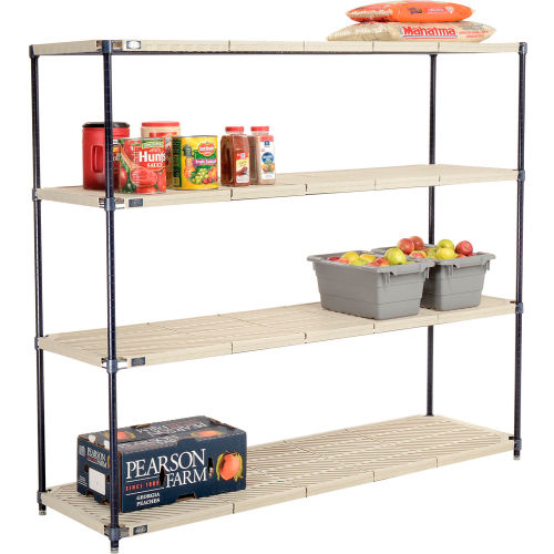 Nexel®, Nexelite®, 4 Tier, Vented Plastic Mat Shelving Unit, 72"W x 21