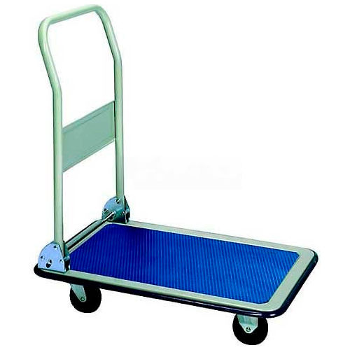 Wesco Folding Handle Steel Platform Truck 35x23 5" Rubber Casters