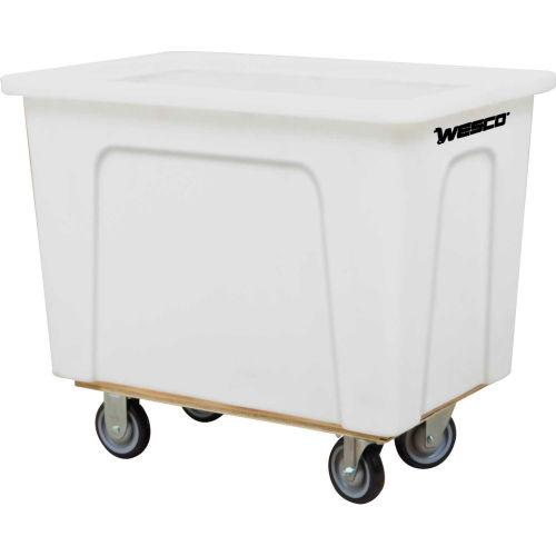 Wesco® Plastic Box Truck 12 Bushel White 272515 5" Casters