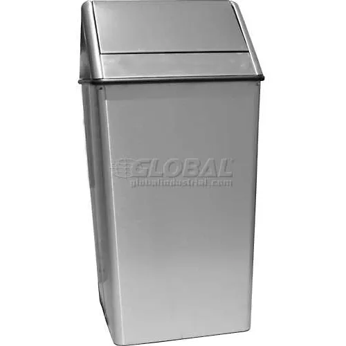 Witt Stainless Steel Square Swing Top Trash Can, 21 Gallon