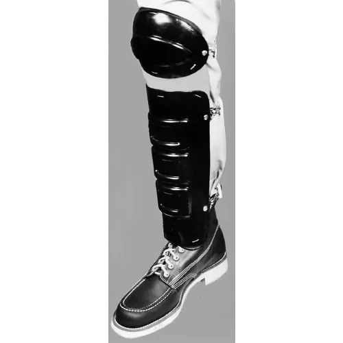 Ellwood Safety Knee-Shin Guards, Elastic Straps, Polyethylene Plastic, Black, 12"L x 6-1/2"W, 1 Pair