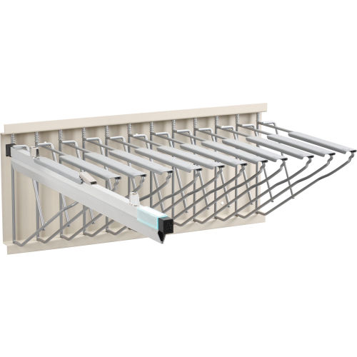 Interion™ Pivot Wall Mount Blueprint Storage Rack With 12 Hangers & 12 36" Hanging Clamps
