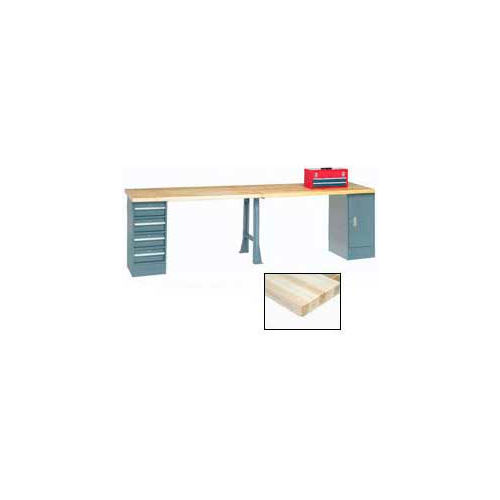 Global Industrial™ 96 x 30 Extra Long Production Workbench - Maple Block Square Edge - Gray