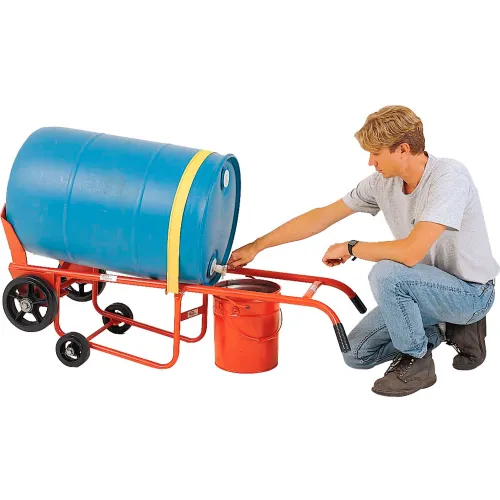 Meco Omaha 45P-KS-1 Poly Drum Drainer Truck with Kickstand, 62" Height, 25" Width, 25" Length