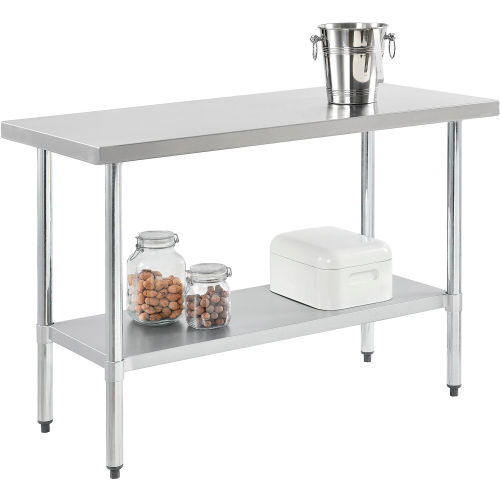 Stainless Steel Workbench - 48 W x 24 D 18 Gauge w/ Undershelf