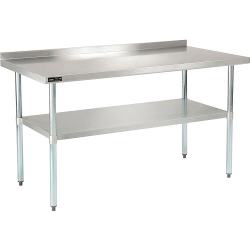 Stainless Steel Workbench - 60 W x 30 D with 2 in. Backsplash