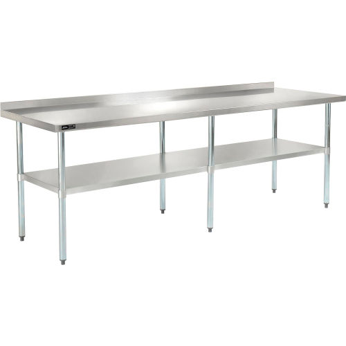 Stainless Steel Workbench - 96 W x 30 D with 2 in. Backsplash