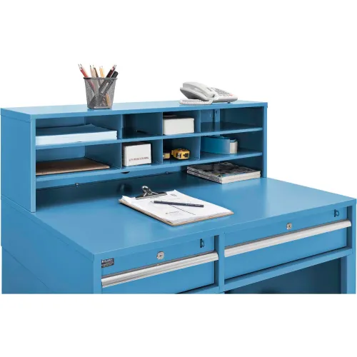 Global Industrial™ Pedestal Shop Desk w/ 4 Drawers & Shelf, 38