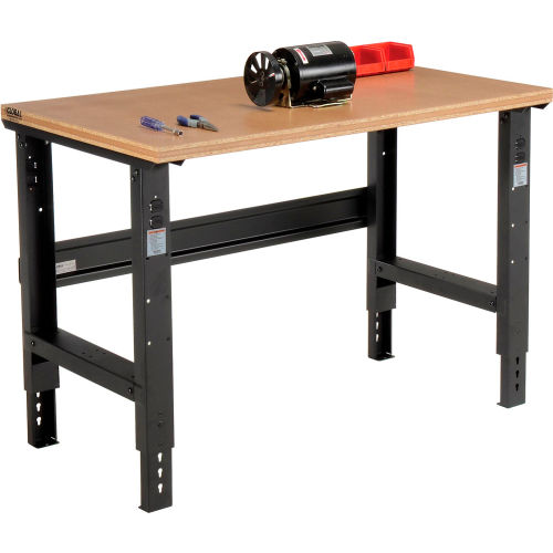 48 W x 30 D Shop Top Square Edge Workbench, Adjustable Height, Black
