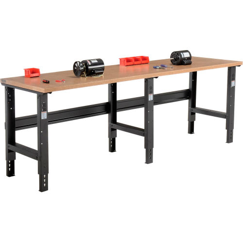 96 W x 30 D Shop Top Square Edge Workbench, Adjustable Height, Black
																			
