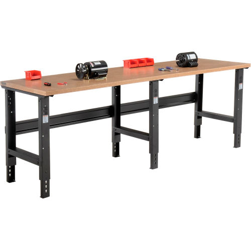 96 W x 30 D Shop Top Square Edge Workbench, Adjustable Height, Black