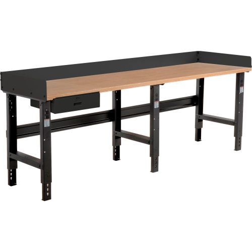 Global Industrial 96 x 30 Adj Height Workbench w/Drawer, Black- Shop Top Square Edge Top