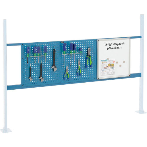 Global Industrial™ 36" Pegboard & 18" Whiteboard Panel Kit, 72"W, Blue