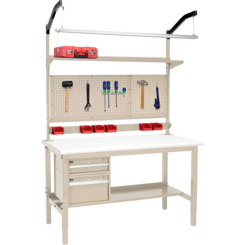 60W x 30D Production Workbench - ESD Laminate Safety Edge Complete Bench - Tan
																			