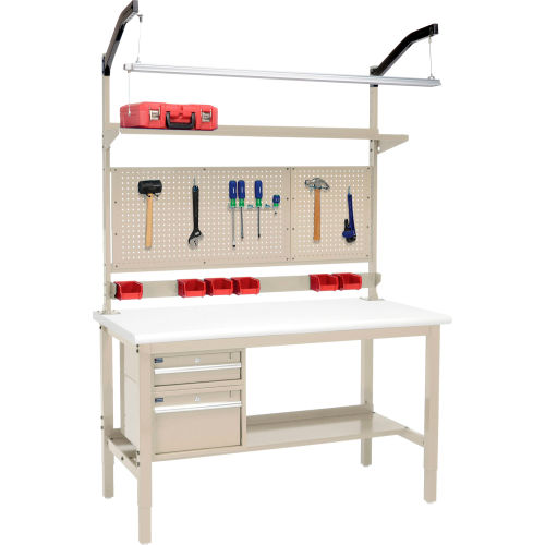 60W x 30D Production Workbench - ESD Laminate Safety Edge Complete Bench - Tan