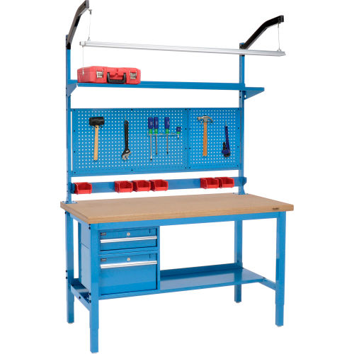 60W x 30D Production Workbench - Shop Top Safety Edge Complete Bench - Blue